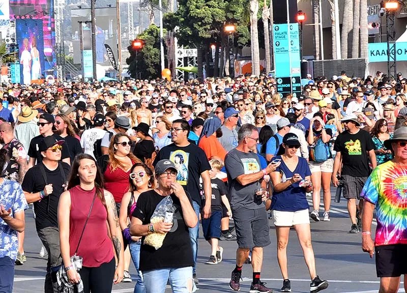 Thousands of people crowd the Midway at the Del Mar Fairgrounds at KAABOO.