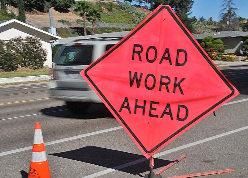 Road work sign