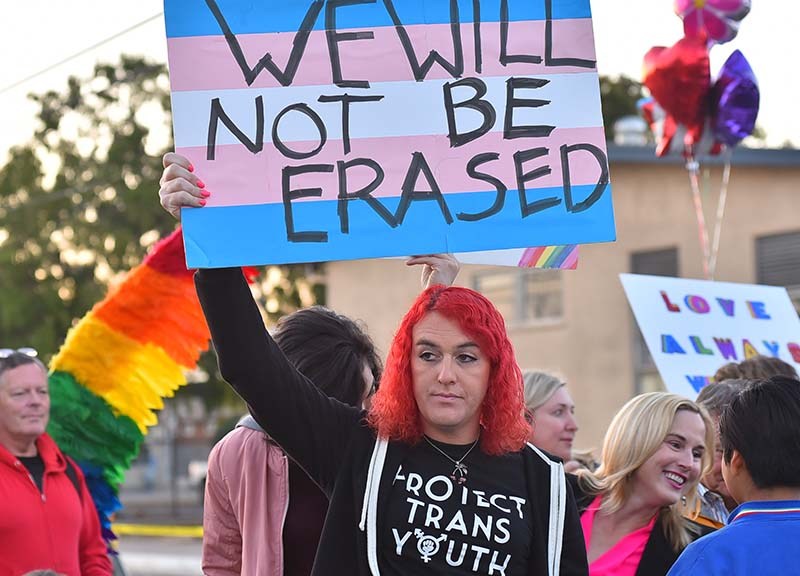 A man joined counter protestors at El Cajon Valley High School supporting the LGBTQ community.